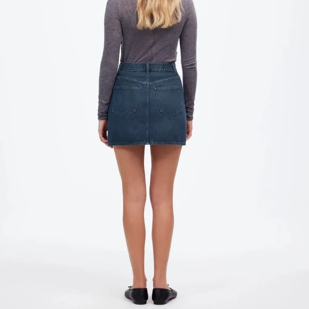 90s vintage style Madewell Denim Mini Skirt Hodgeman Wash size 32 NWT cotton - Picture 4 of 10